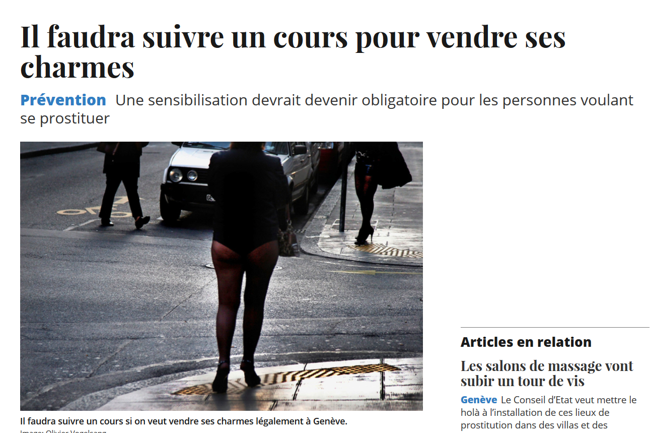 A Genève, il faudra bientôt suivre un cours pour se prostituer légalement