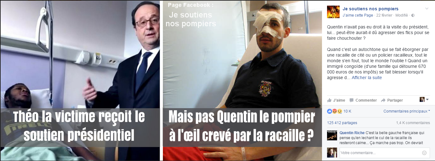 Capture d'écran de la page Facebook "Je soutiens les pompiers"