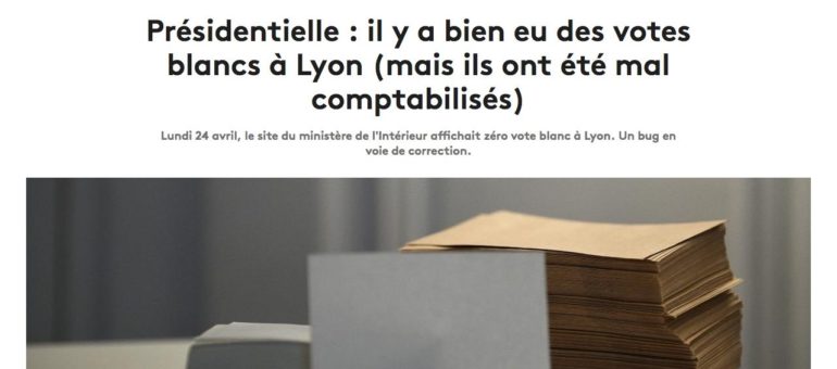 À Lyon, le vote blanc est finalement réapparu dans le décompte officiel