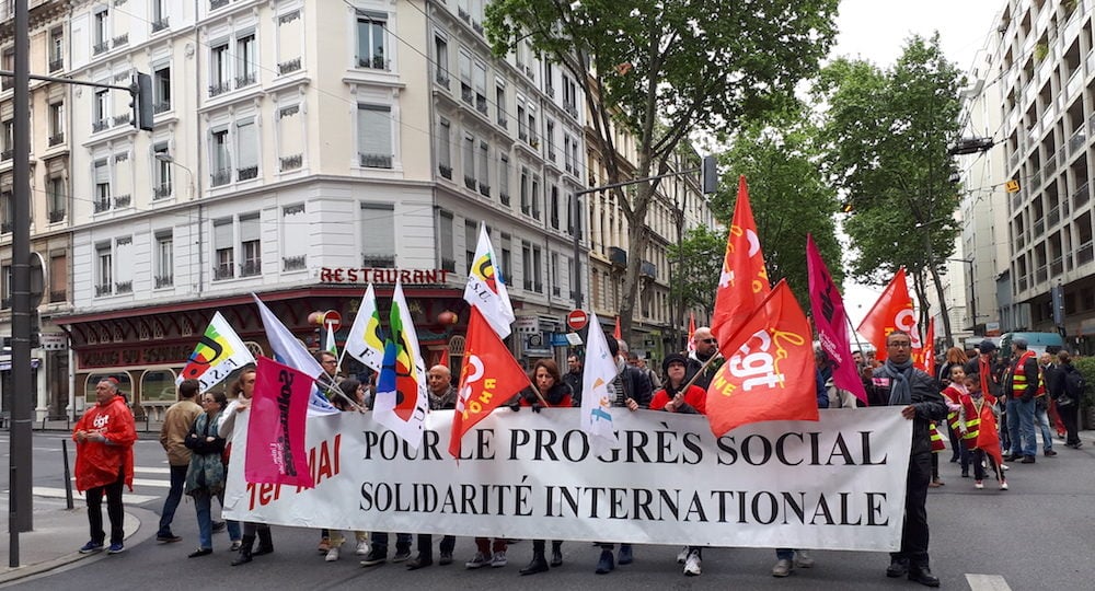 Banderole de tête du 1er mai 2017 à Lyon. ©LB/Rue89Lyon