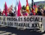 La banderole de tête de la manif lyonnaise du 21 septembre. Elle a pu se rendre sans encombre jusqu'à la place Bellecour. ©LB/Rue89Lyon