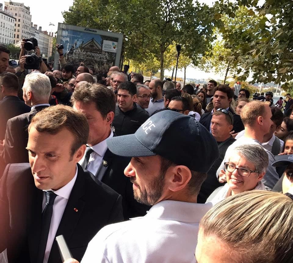 Emmanuel Macron à Lyon. Photo prise par l'élue PRG Fabienne Lévy.