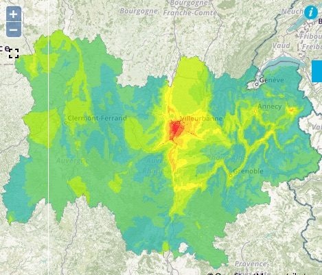 Capture d'écran des prévisions d'Atmo Auvergne-Rhône-Alpes pour ce mercredi 21 novembre.