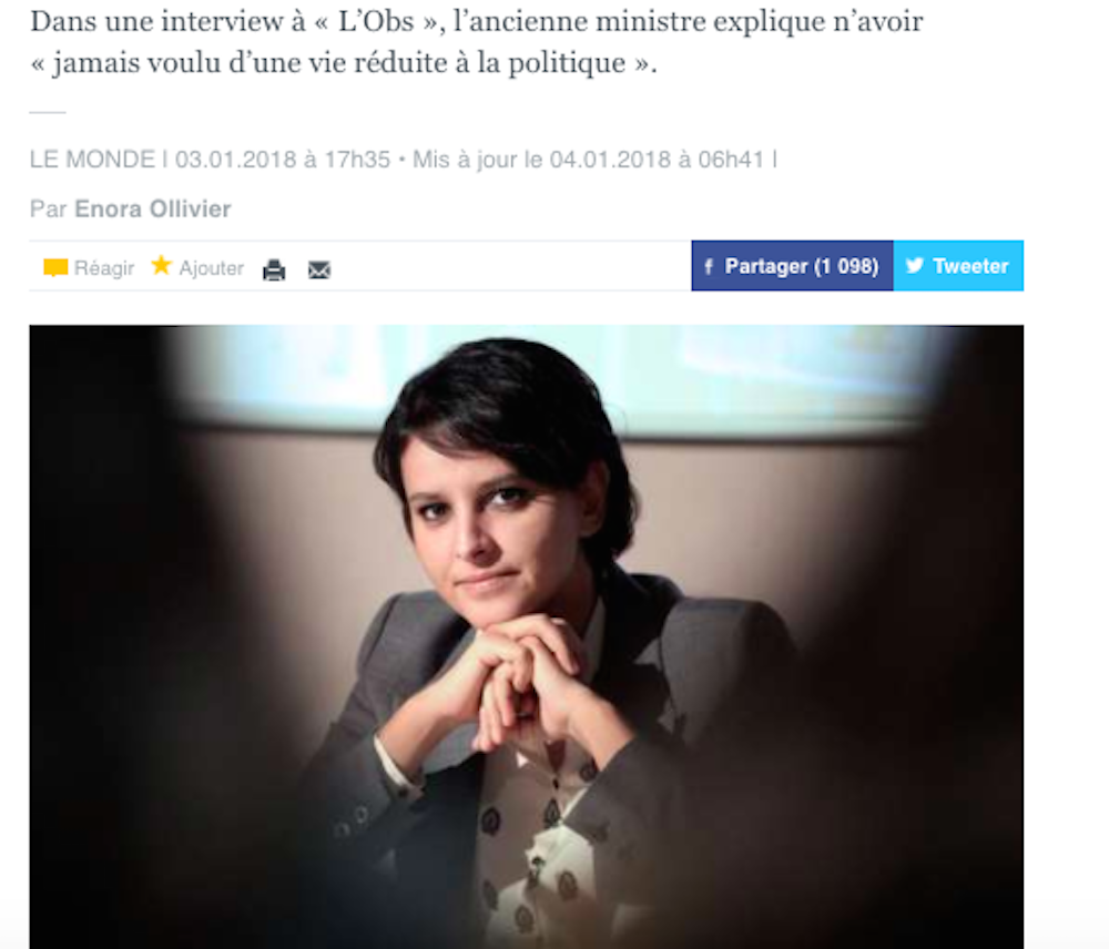 Najat Vallaud-Belkacem ne sera pas candidate à la tête du PS