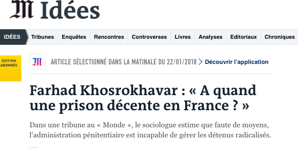 Farhad Khosrokhavar : « À quand une prison décente en France ? »