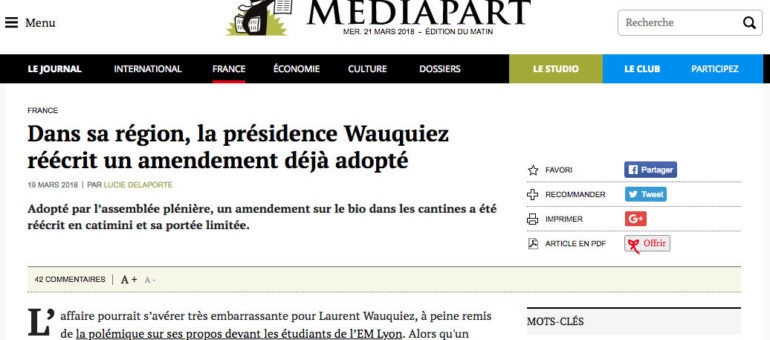 Bio dans les cantines : Laurent Wauquiez fait modifier un amendement pourtant adopté