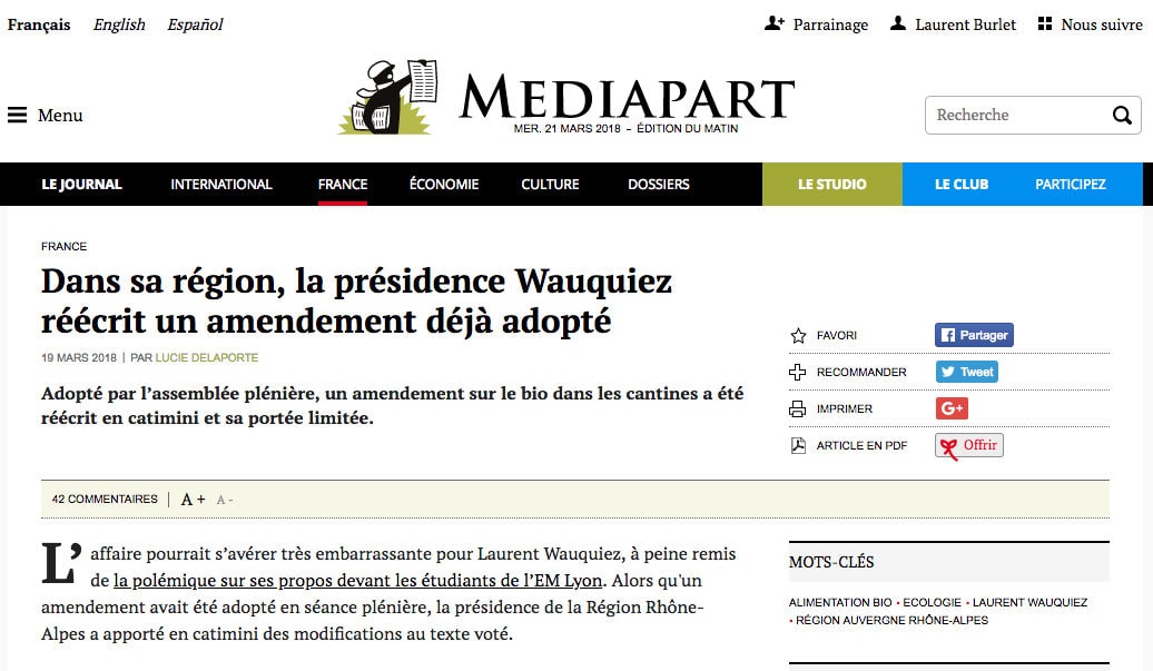 Bio dans les cantines : Laurent Wauquiez fait modifier un amendement pourtant adopté