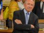 Gérard Collomb photographié lors de son dernier conseil municipal avant de rejoindre Paris et la place Beauvau en avril 2018. Il est depuis beaucoup revenu à Lyon ©Rue89Lyon