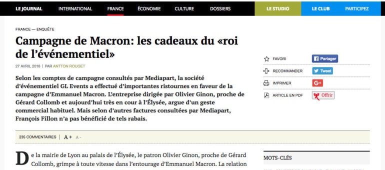 Les prix d’ami du lyonnais GL Events au candidat Emmanuel Macron