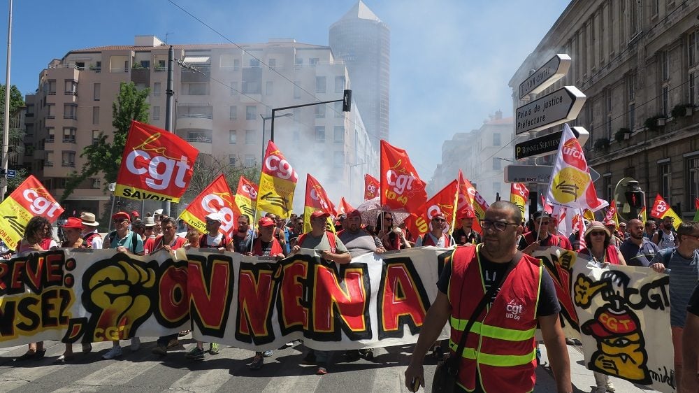 La tête de la manf interpro du 28 juin à Lyon était tenue par la CGT cheminots. PP/Rue89Lyon