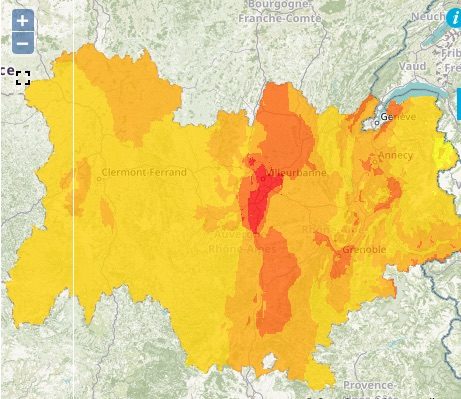 Prévision de la qualité de l'air pour mercredi 25 juillet. Capture d'écran Atmo Auvergne-Rhône-Alpes