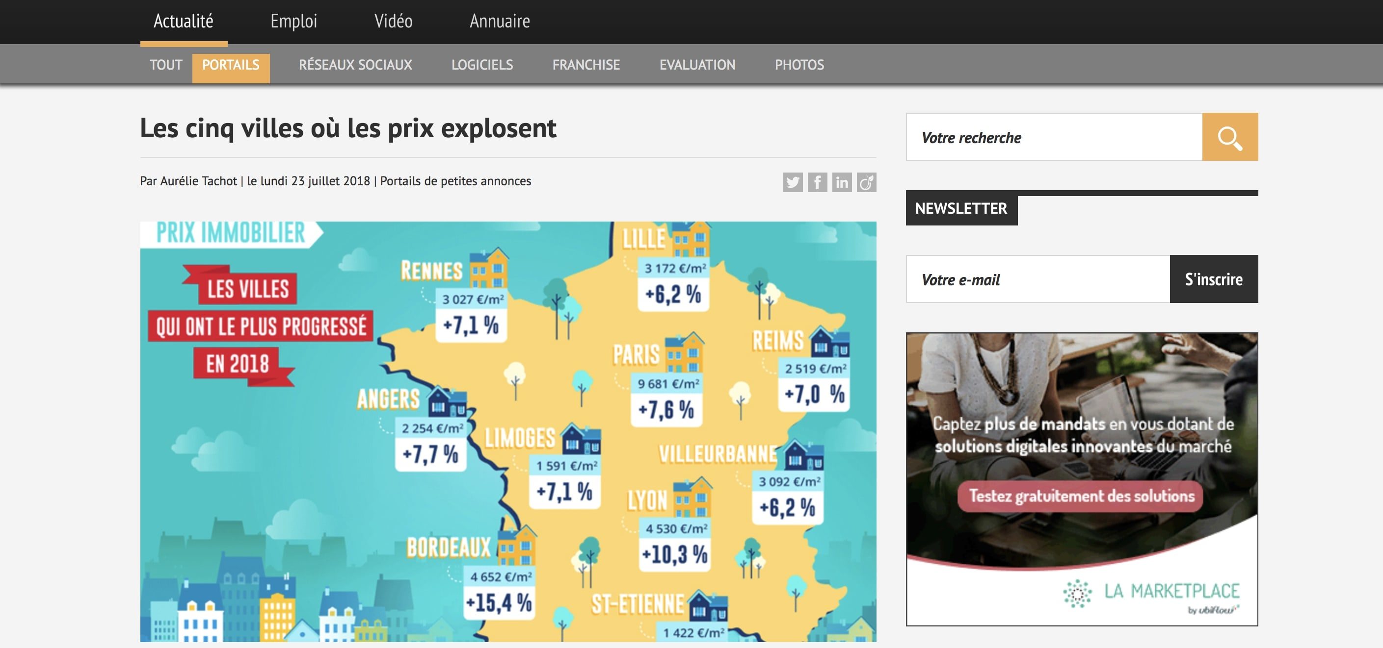 Carte de l'immobilier en france