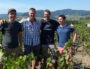 De gauche à droite : Sébastien Congretel, Fabien Forest, Cédric Lecareux et Raphaël Chopin. Une partie des membres actifs de l'association des vignerons de Lantignié. ©LB/Rue89Lyon