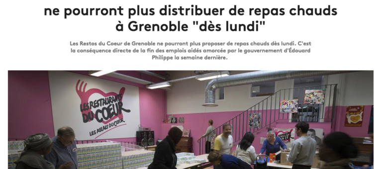 A Grenoble, la fin des contrats aidés provoque l’arrêt des distributions des Restos du Coeur