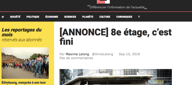 Maxime Lelong explique pourquoi il met fin à son site d’info 8è étage