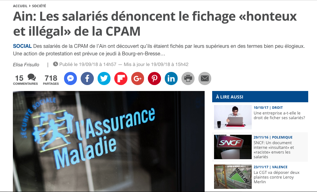 Des salariés de la CPAM de l’Ain jugés « grognons, hésitants, déchirés, bons petits soldats… » par leurs supérieurs dans un ficher interne
