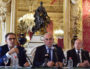 De gauche à droite, David Kimelfeld, président de la Métropole de Lyon, Georges Képénékian, futur ex-maire de Lyon, et Gérard Collomb, son prédécesseur et successeur. © Aurélien Defer/Rue89Lyon
