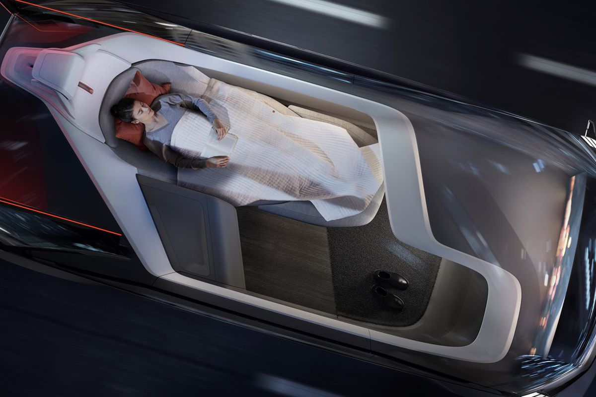 La voiture autonome aménagée en chambre à coucher rend possible une explosion des kilomètres parcourus. Photo : Volvo