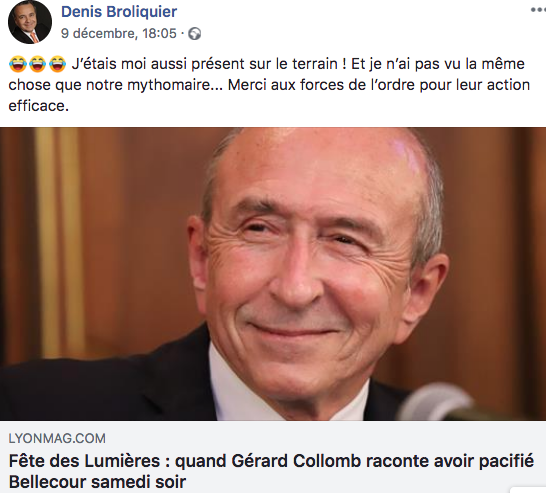 Denis Broliquier se moque de Gérard Collomb. Une #FDL2018 bien pêchue. DR