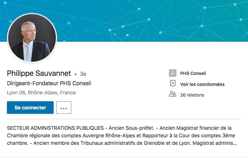 Capture d'écran du profil Linkedin de l'ex-magistrat Philippe Sauvannet.