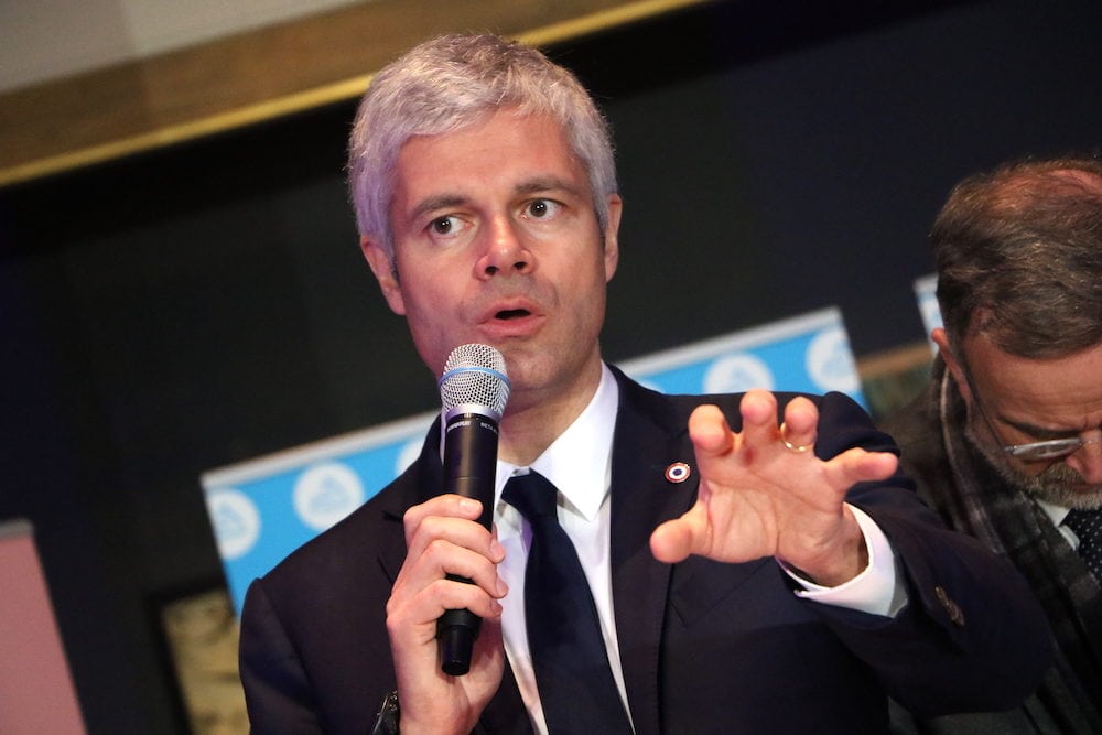 Laurent Wauquiez, président de la région Auvergne- Rhône-Alpes lors de ses voeux 2019. Le 28 janvier 2019 au musée des Tissus et des Arts Décoratifs.