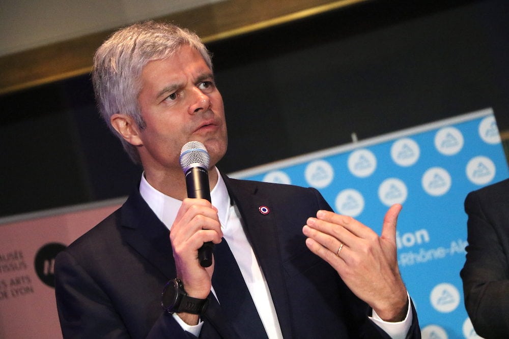 Laurent Wauquiez, président de la région Auvergne- Rhône-Alpes lors de ses voeux 2019. Le 28 janvier 2019 au musée des Tissus et des Arts Décoratifs. ©MG/Rue89Lyon