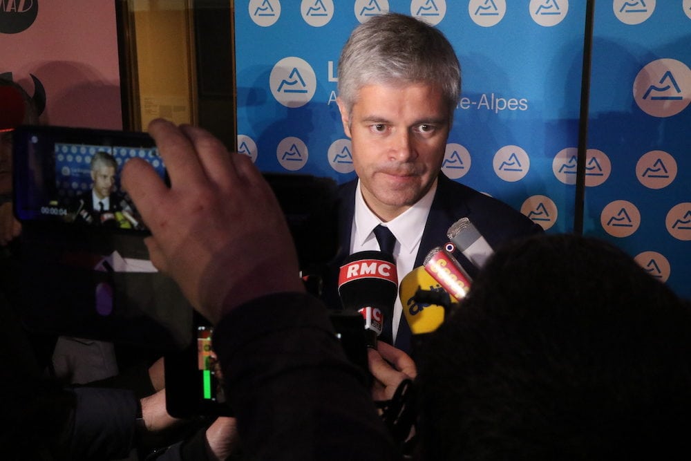 Laurent Wauquiez, président de la région Auvergne- Rhône-Alpes lors de ses voeux 2019. Le 28 janvier 2019 au musée des Tissus et des Arts Décoratifs. ©MG/Rue89Lyon