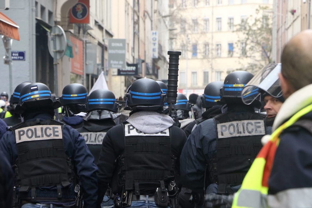 Les forces de l'ordre rue Paul BERT. Acte XI des "Gilets Jaunes" samedi 26 janvier 2019. ©MG/Rue89Lyon