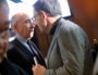 Au voeux du SYTRAL au Grand Hôtel-Dieu, David Kimelfeld président de la Métropole de Lyon croise Gérard Collomb Maire de Lyon . Vendredi 25 janvier.©MG/Rue89Lyon