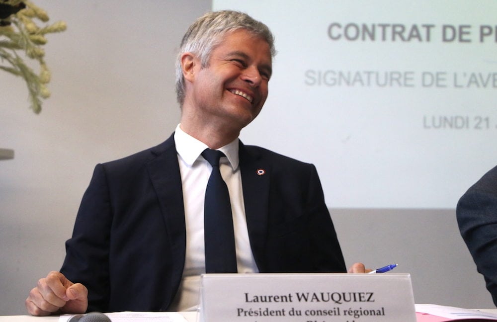 Laurent Wauquiez Président du Conseil régional Auvergne-Rhône-Alpes lors de la signature d'un avenant au Contrat de Plan Etat-Région. ©MG/Rue89Lyon