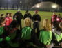 Les joueuses autour du coach Philippe Buffevant à l'entraînement des féminines du LOU le 5 février 2019. ©MG/Rue89Lyon