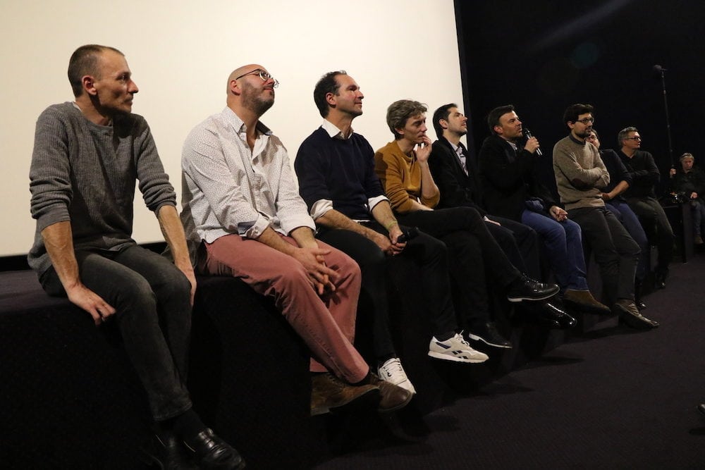 Une salle pleine pour les débats avec les membre de "la parole libérée" Pierre-Emmanuel, François, et Alexandre, les acteurs Swann Arlaud et Melvil Poupaud et le réalisateur du film "Grâce à dieu" François Ozon. Au cinéma "Comoedia" le 11 février 2019.©MG/Rue89Lyon