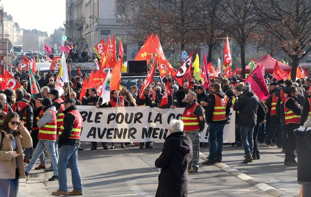 Manifestation intersyndicale au départ de la place Bellecour, mardi 5 février 2019. ©MG/Rue89Lyon