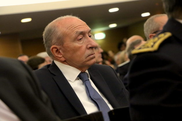 Gérard Collomb, maire de Lyon, lors de la prise de fonction de Nicolas Jacquet, nouveau Procureur de la république de Lyon, au cours de l'audience solennelle de rentrée au tribunal de grande instance de Lyon. Mardi 5 février 2019. ©MG/Rue89Lyon