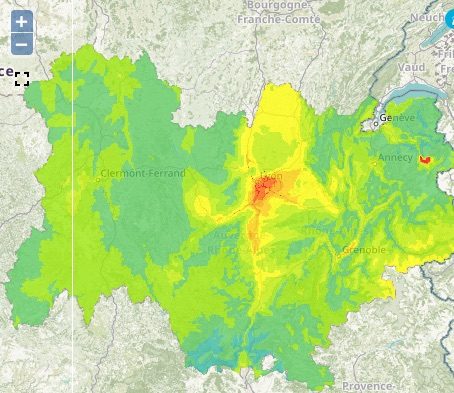 Prévision de pollution pour la journée du 5 février. Capture d'écran Atmo Auvergne-Rhône-Alpes