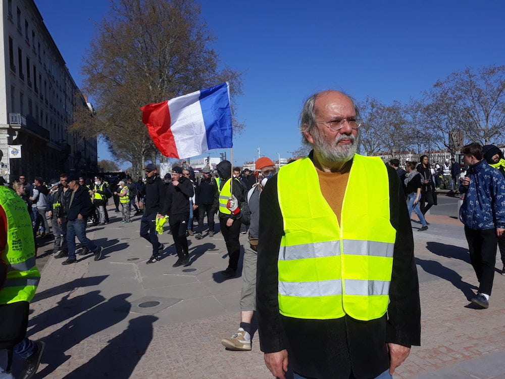 Jean, "gilet jaune", à Lyon le 23 mars, quai Gailleton. ©LB/Rue89Lyon