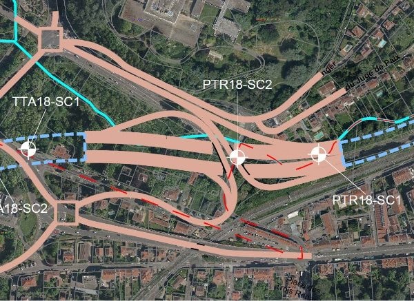 Nouvel échangeur autoroutier “3 renards” prévu entre Tassin et Ecully : Un tel attracteur de trafic va augmenter le nombre de véhicules sur tous les axes qui y mènent notamment la rue de la République à Tassin. Image Grand Lyon, dossier d’appel d’offre public 2018.