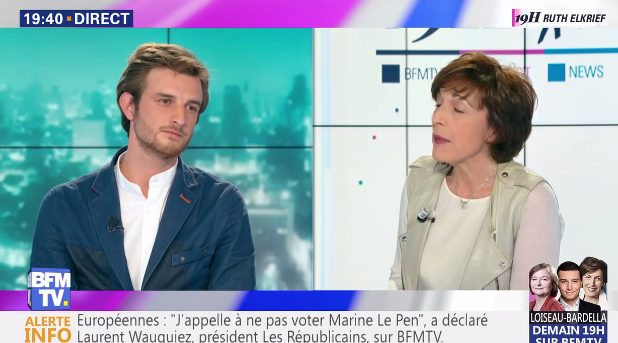 Andrea Kotarac se paie le plateau TV de Ruth Elkrief.