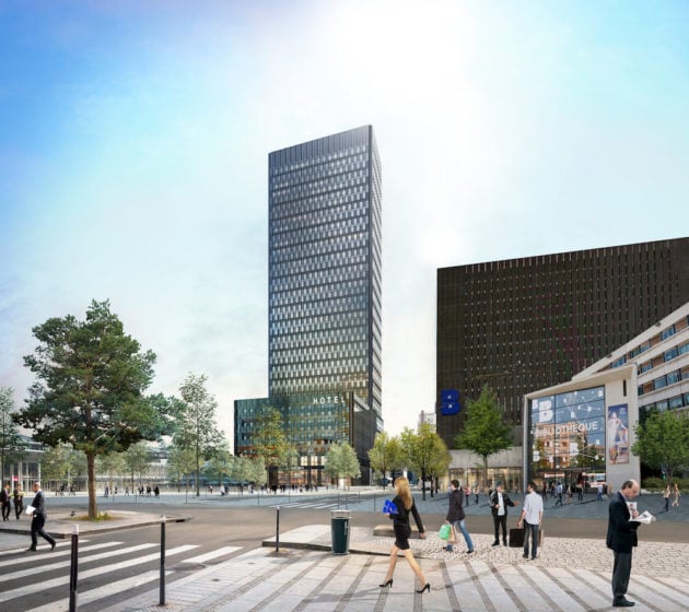 La future tour de bureaux To-Lyon dans laquelle Spaces (groupe Regus) promet d’ouvrir un espace gigantesque de 10 000 m2. ©Dominique Perrault Architecte_ArchiGraphi_Adagp