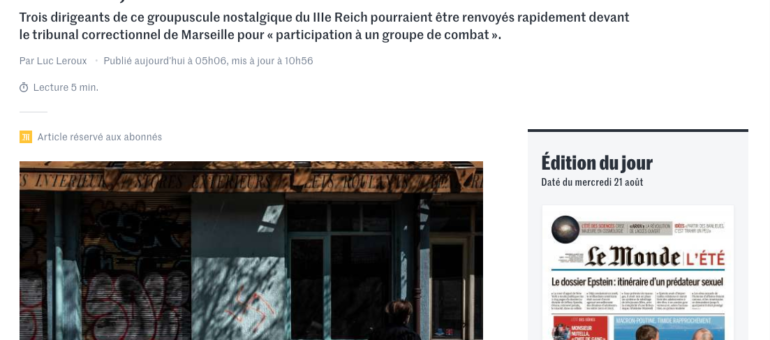 Des membres du groupuscule néonazi Blood and Honour devant la justice ?