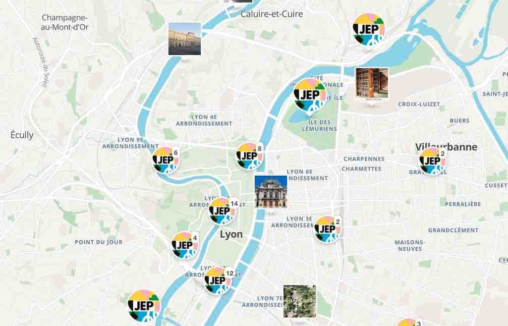La carte des journées du patrimoine à Lyon