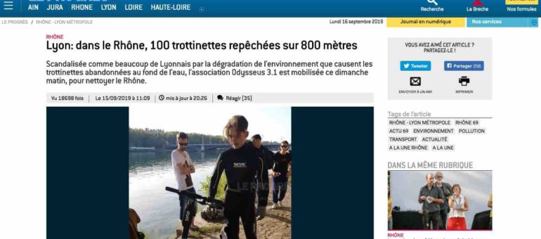 Une association repêche une centaine de trottinettes électriques dans le Rhône