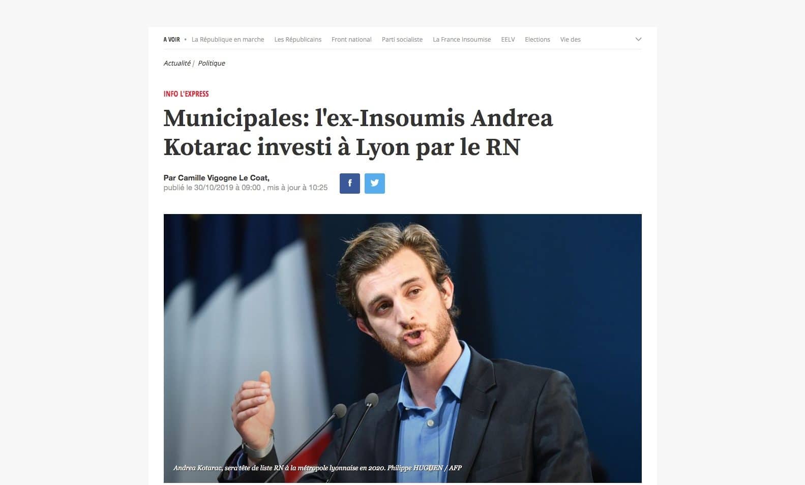 Capture d'écran du site de l'Express