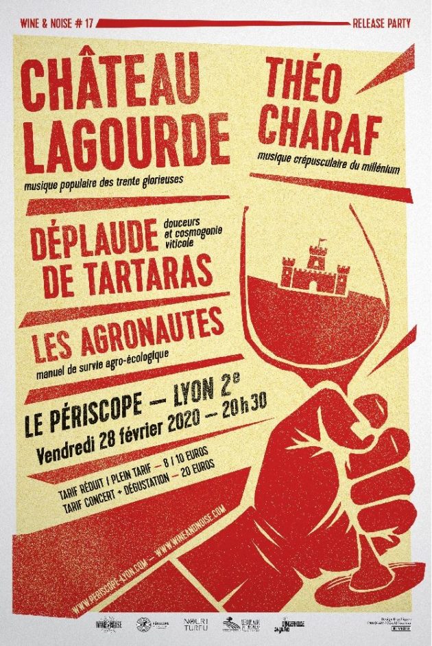 Affiche évènement Wine&Noise promouvant l'agriculture biologique