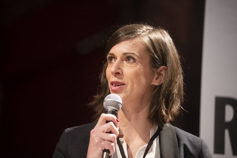 Sandrine Runel au débat sur la Culture que Rue89Lyon avait organisé en amont du premier tour des élections municipales à Lyon © Houcine Haddouche/Rue89Lyon