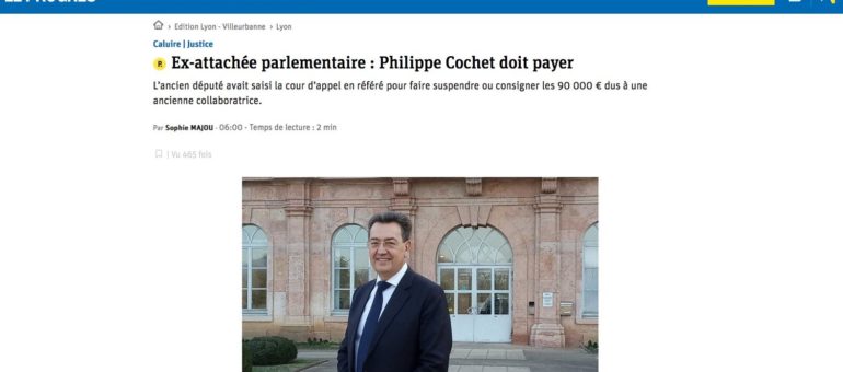 Philippe Cochet, condamné à payer son ancienne assistante parlementaire