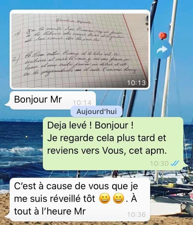 Un échange sms avec un élève de collège. Capture d'écran du téléphone de l'enseignant. DR