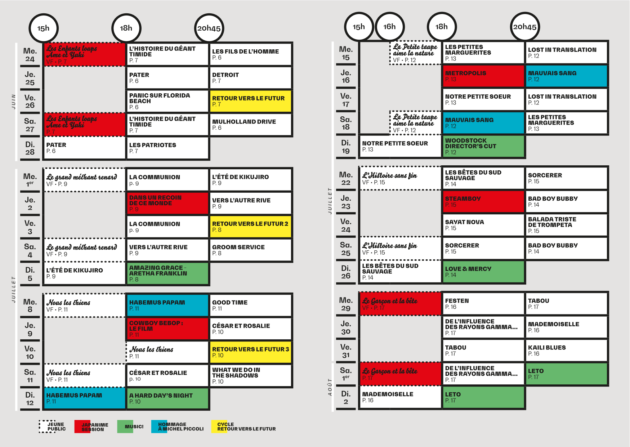 Programme du Zola Summer Camp, festival de cinéma
