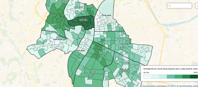 Cartes des résultats à Lyon : les écologistes, leur électorat et leurs bastions