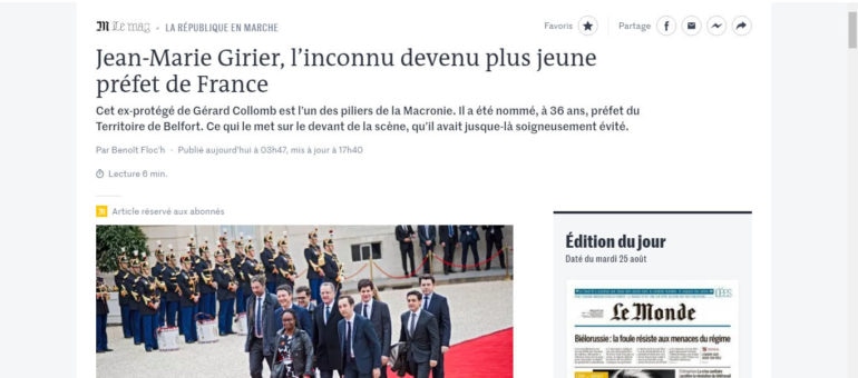 Jean-Marie Girier, ex-proche de Collomb, nommé préfet du Territoire de Belfort
